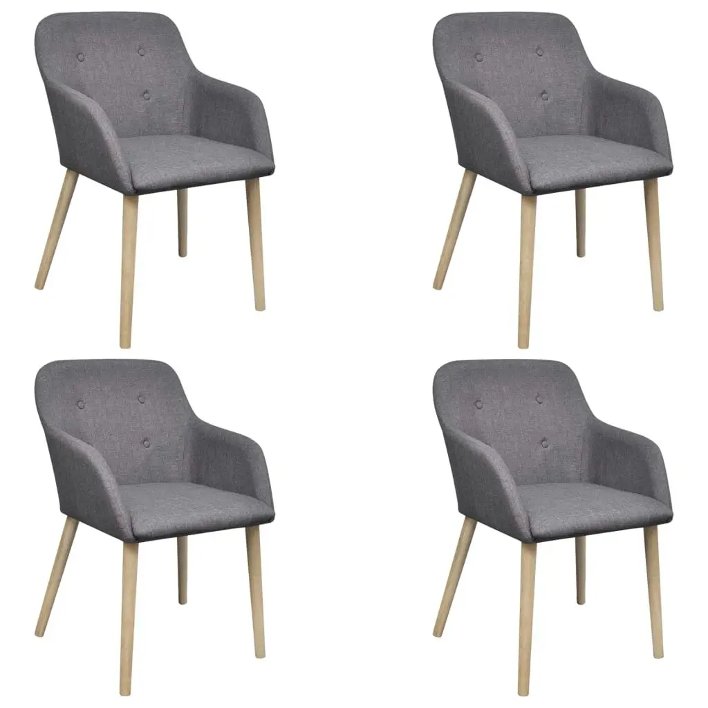 Dining Chairs 4 pcs Light Grey Fabric and Solid Oak Wood 270572