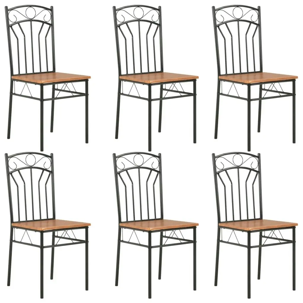 Dining Chairs 6 pcs Brown MDF 281397