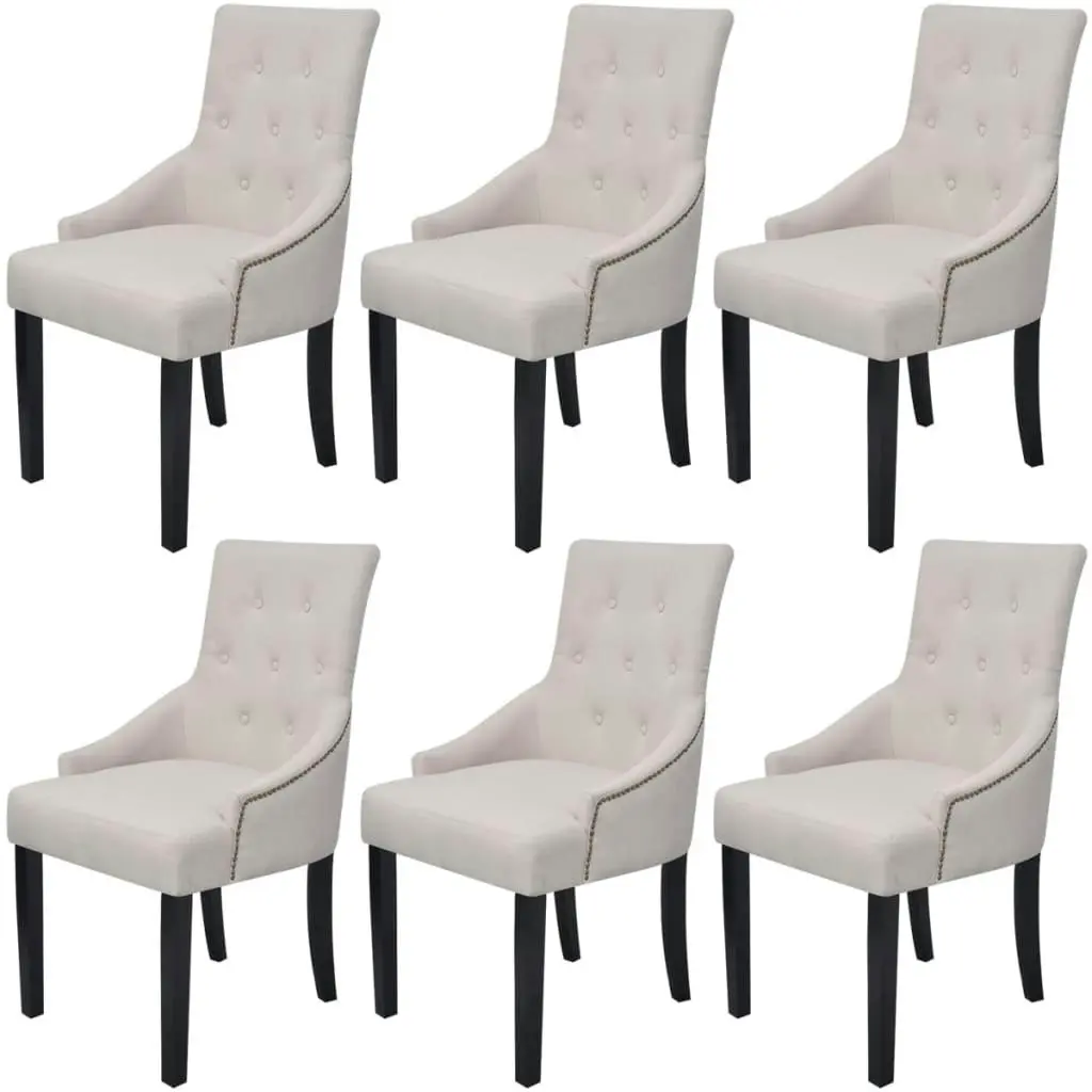 Dining Chairs 6 pcs Cream Grey Fabric 272507