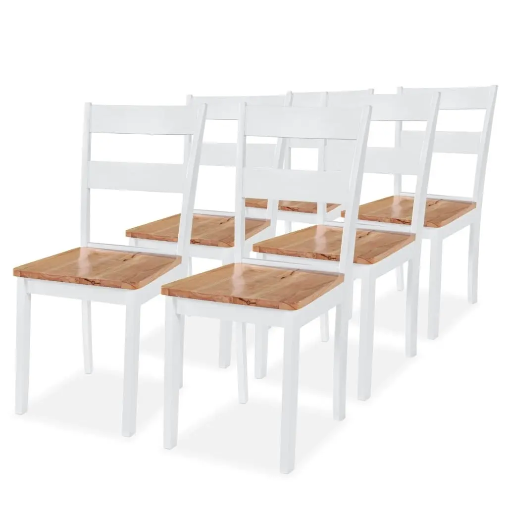 Dining Chairs 6 pcs White Solid Rubber Wood 275061