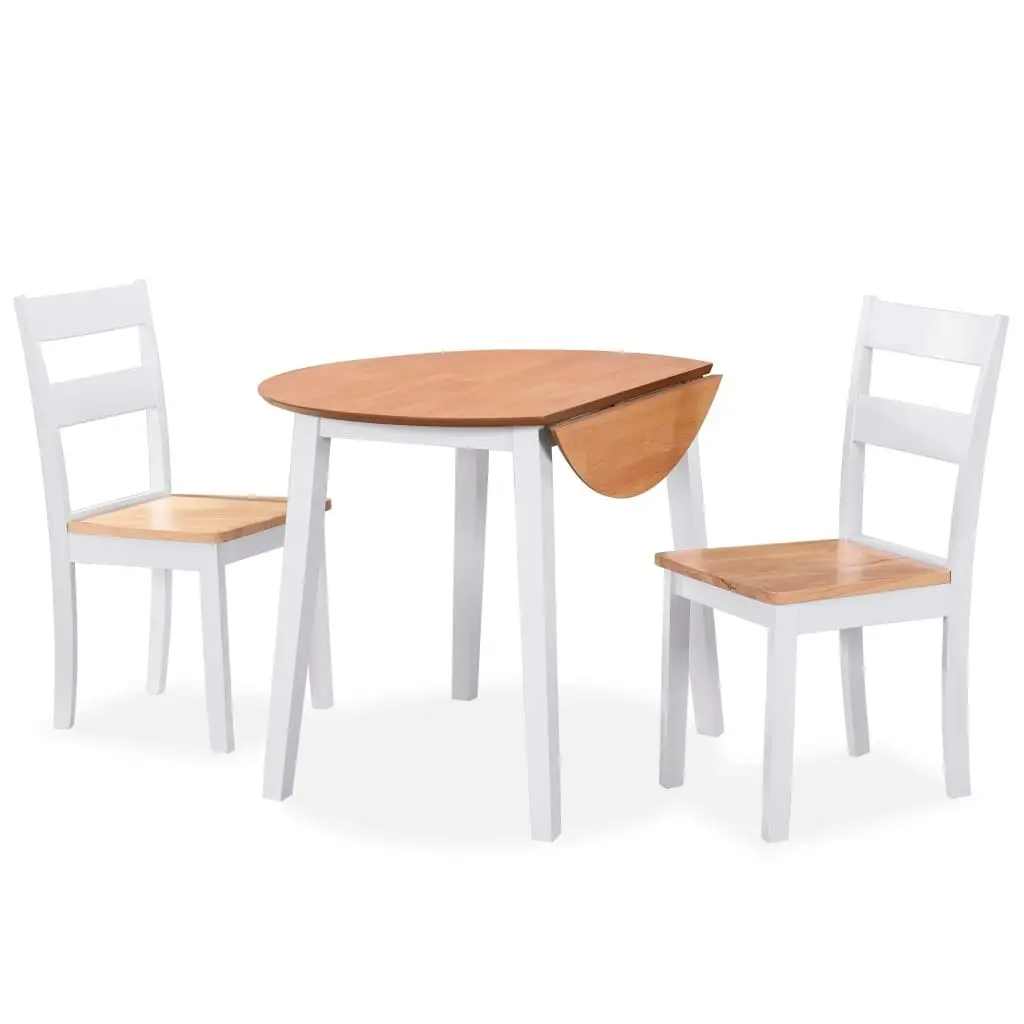 Dining Set 3 Pieces MDF and Rubberwood White 274942