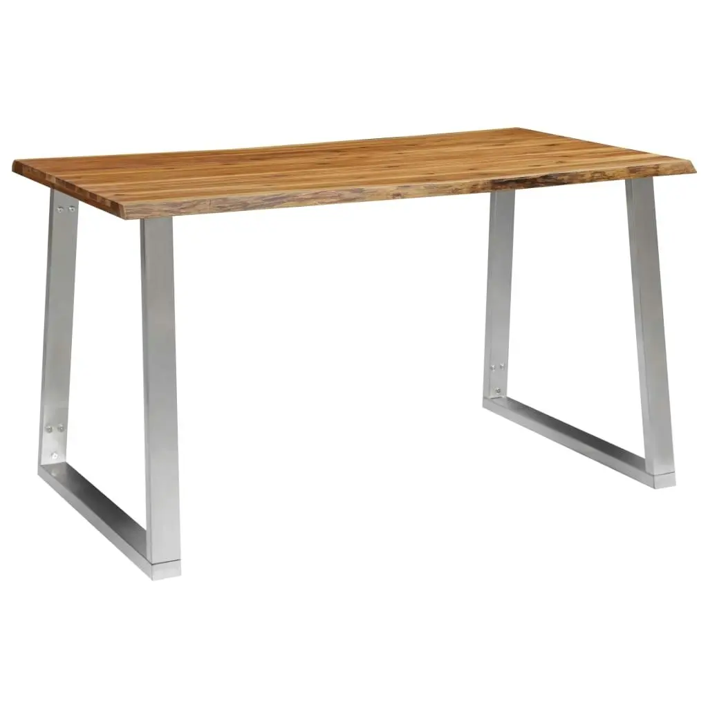 Dining Table 140x80x75 cm Solid Acacia Wood and Stainless Steel 283892