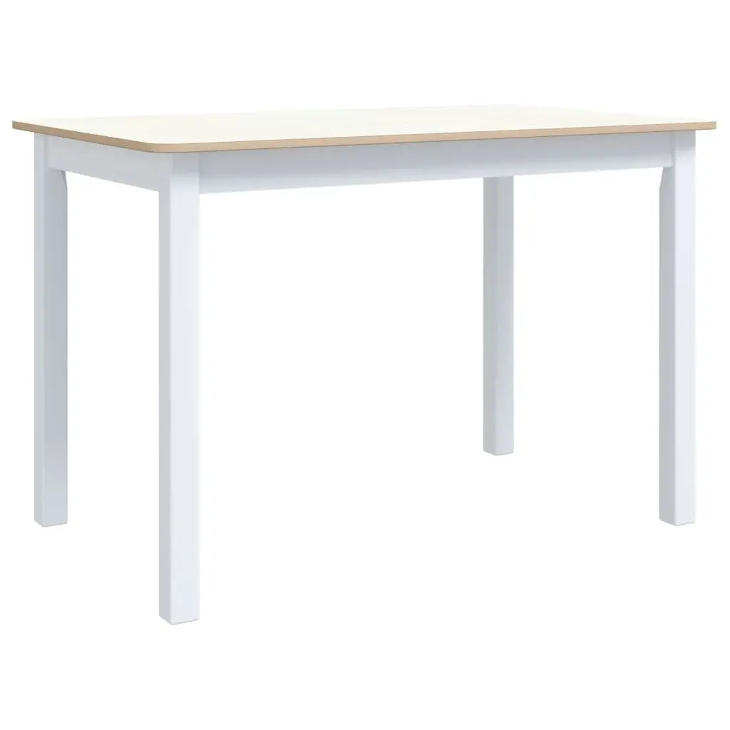 Dining Table White and Brown 114x71x75 cm Solid Rubber Wood 247363