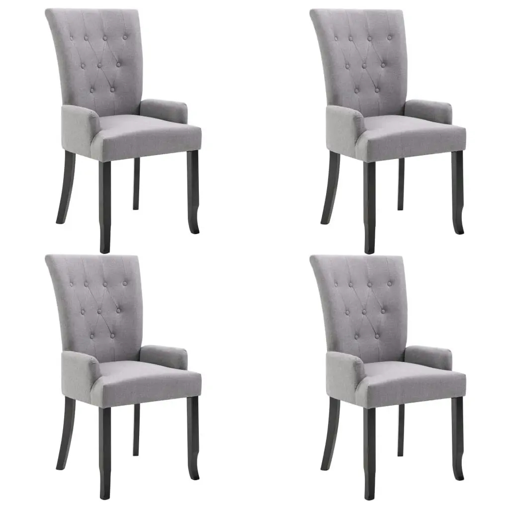 Dining Chairs with Armrests 4 pcs Light Grey Fabric 276906