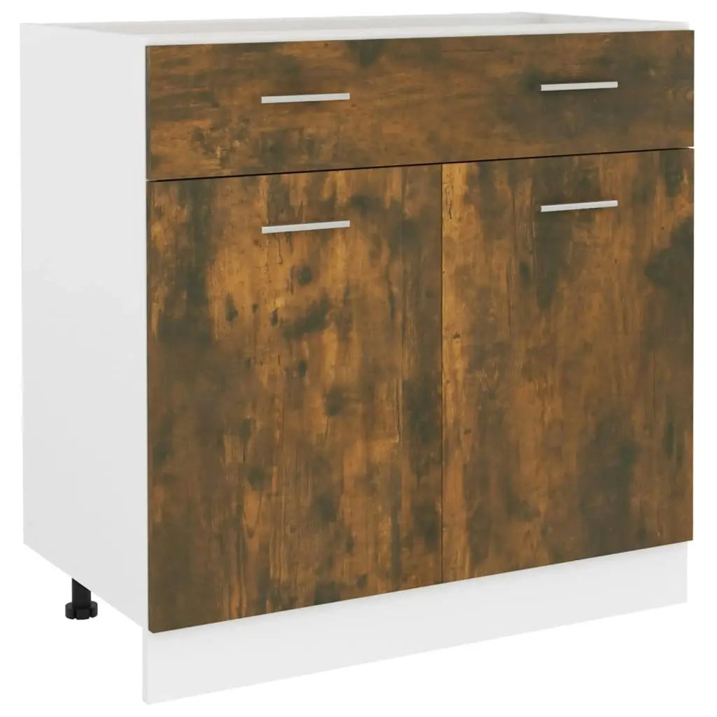 Drawer Bottom Cabinet Smoked Oak 80x46x81.5 cm Engineered Wood 815579