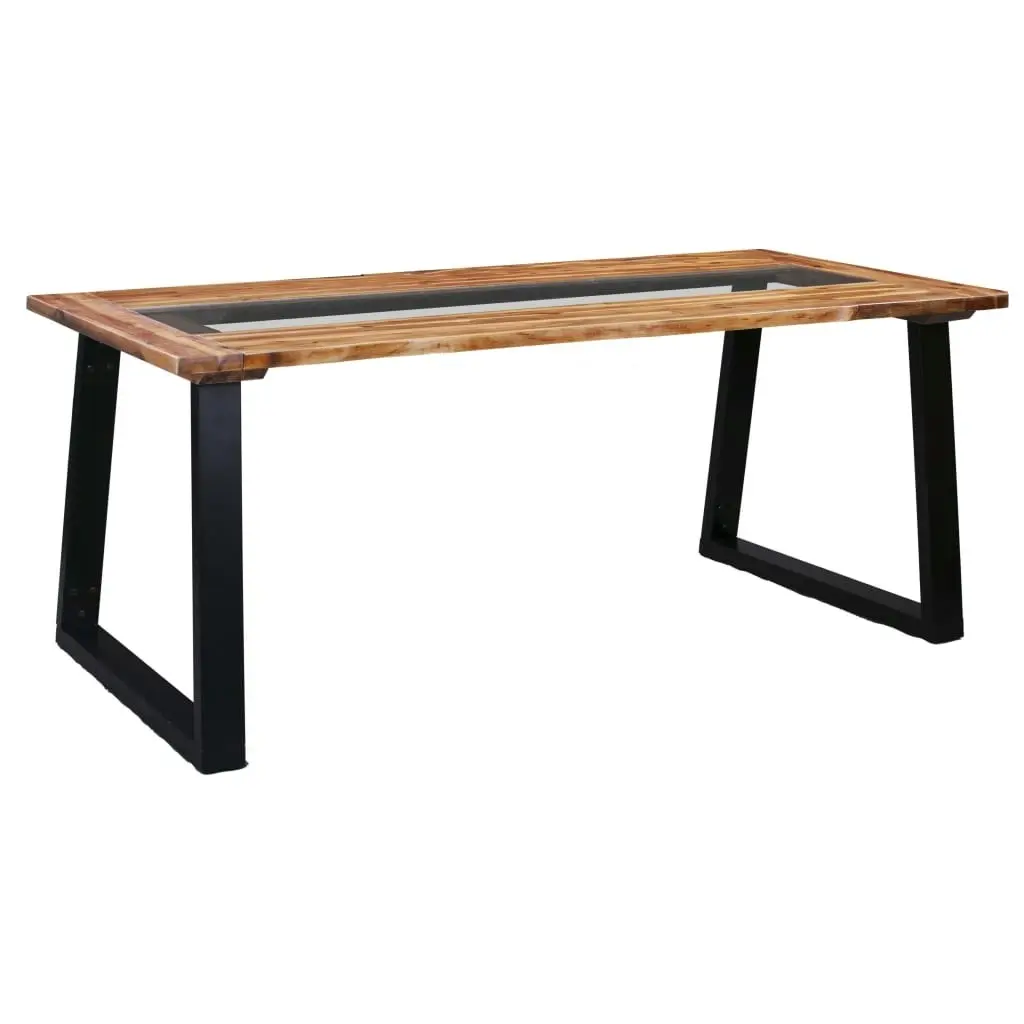 Dining Table 180x90x75 cm Solid Acacia Wood and Glass 288067