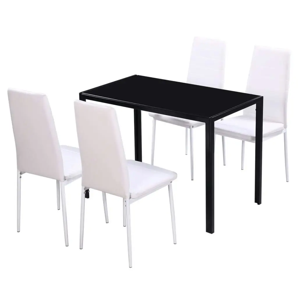 Five Piece Dining Table Set Black and White 242989