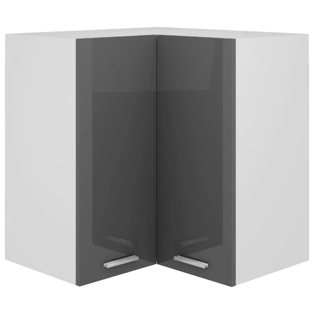 Hanging Corner Cabinet High Gloss Grey 57x57x60 cm Engineered Wood 806397