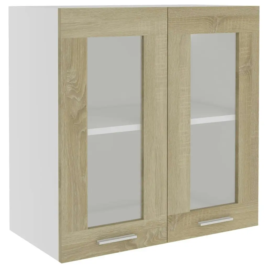 Hanging Glass Cabinet Sonoma Oak  60x31x60 cm Engineered Wood 802524