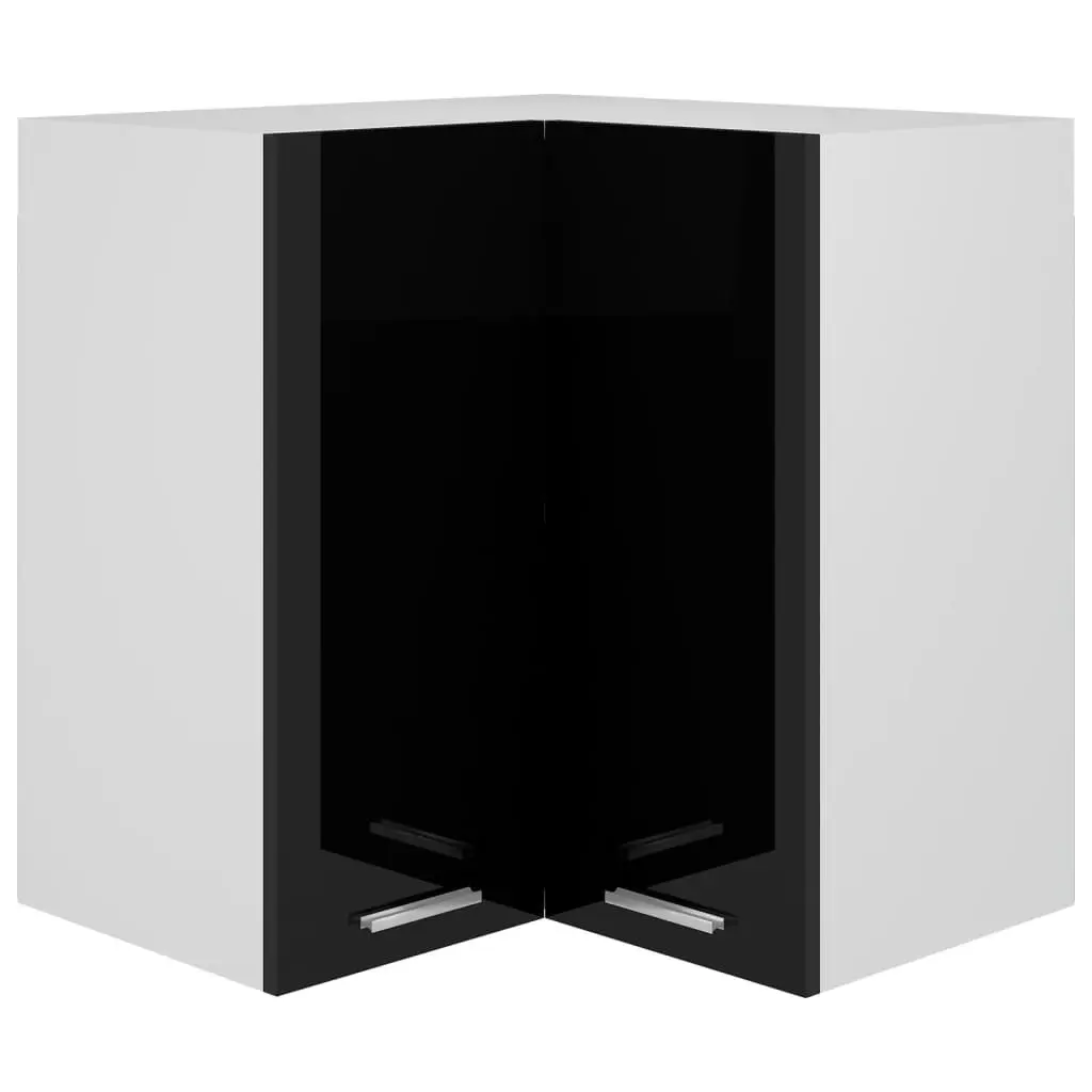 Hanging Corner Cabinet High Gloss Black 57x57x60 cm Engineered Wood 806396