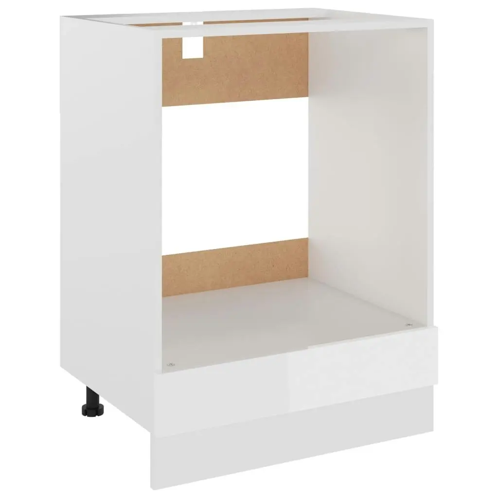 Oven Cabinet High Gloss White 60x46x81.5 cm Engineered Wood 802502