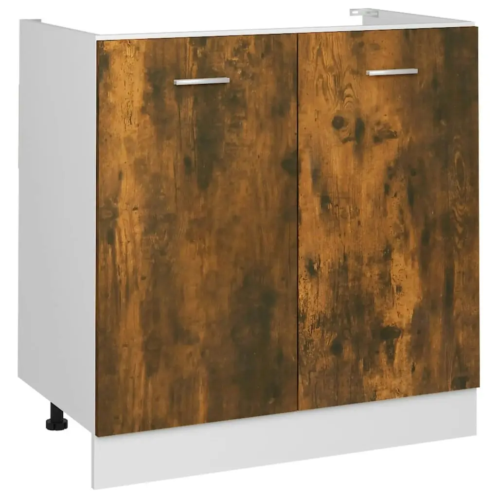 Sink Bottom Cabinet Smoked Oak 80x46x81.5 cm Engineered Wood 815564