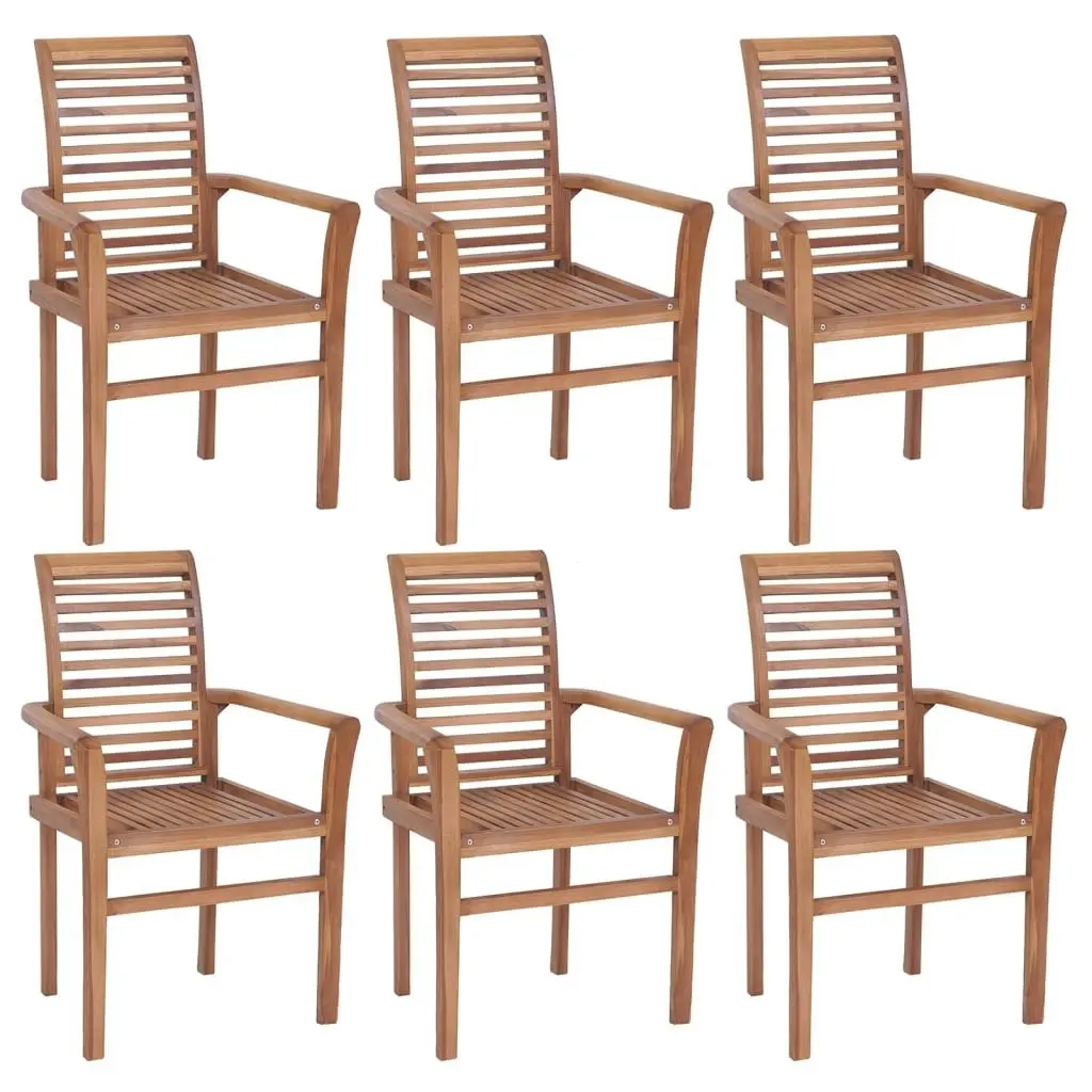 Stacking Dining Chairs 6 pcs Solid Teak Wood 3072944