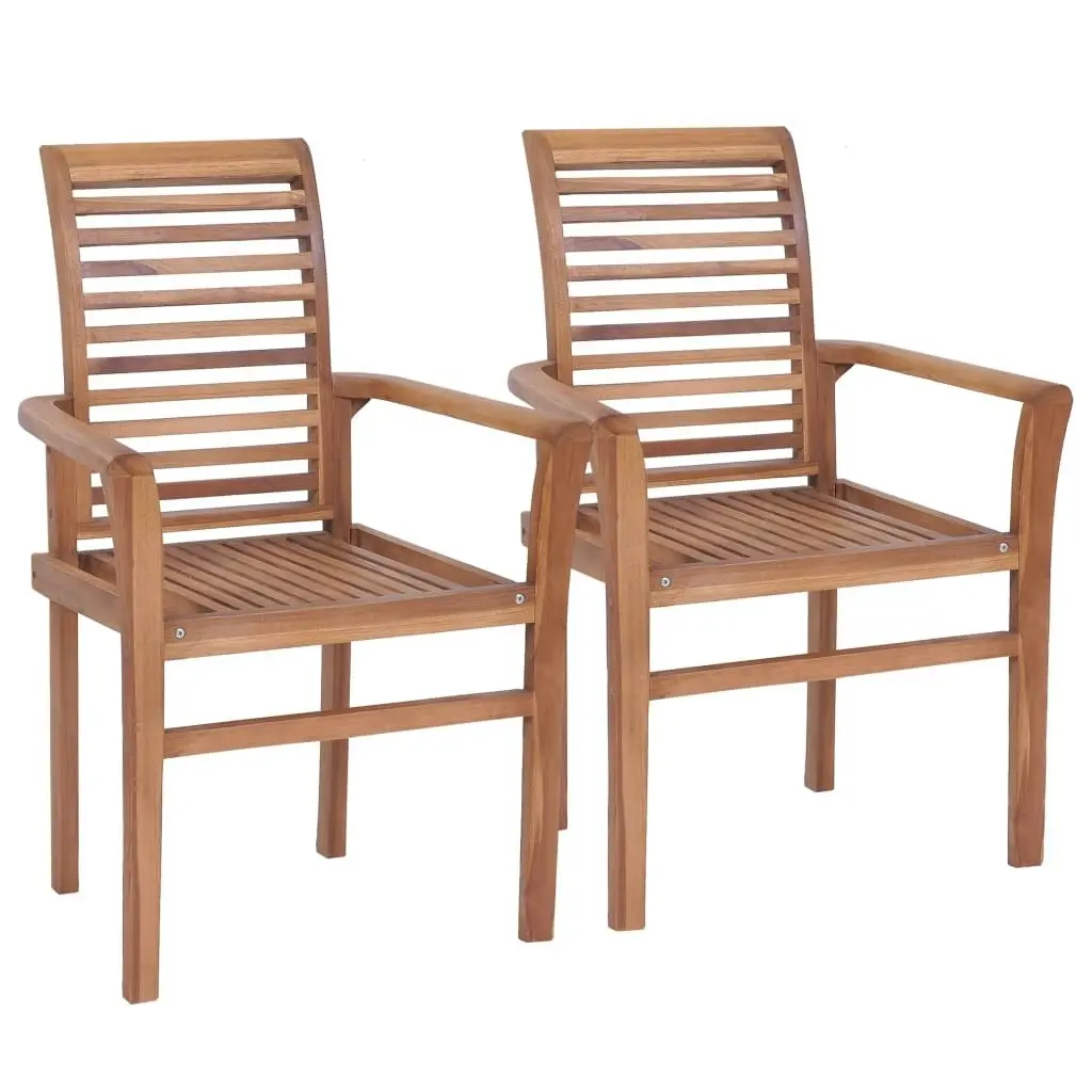 Stacking Dining Chairs 2 pcs Solid Teak 44664