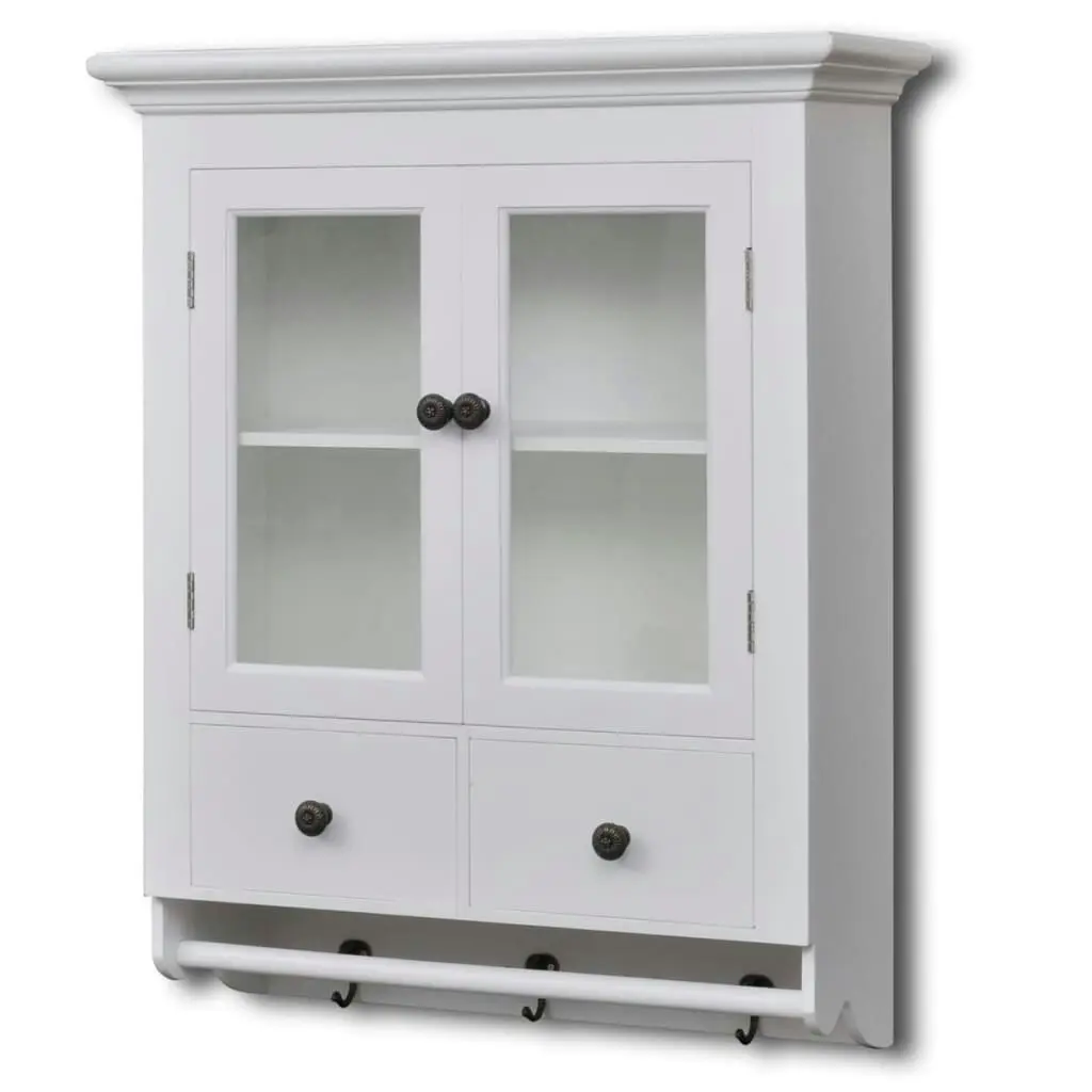 Wooden Kitchen Wall Cabinet with Glass Door White 241374