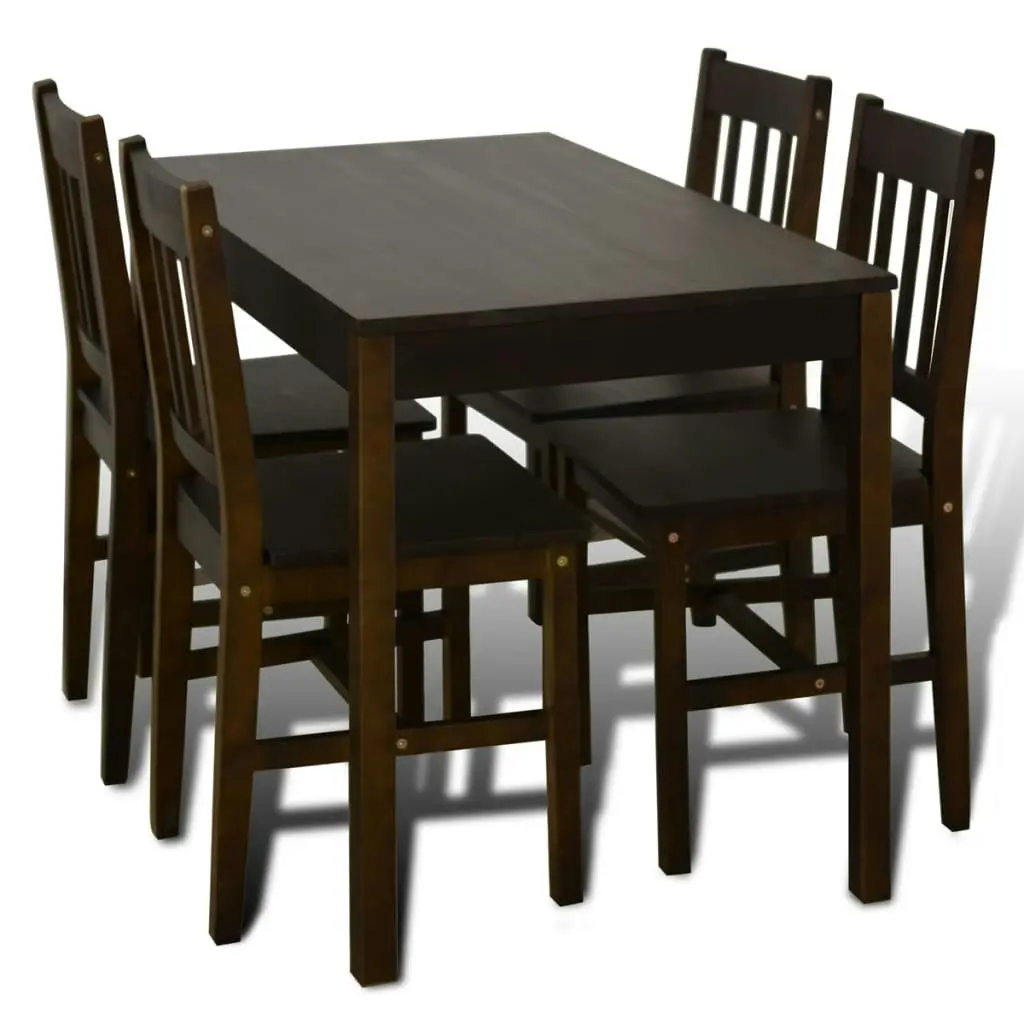 Wooden Dining Table with 4 Chairs Brown 241221