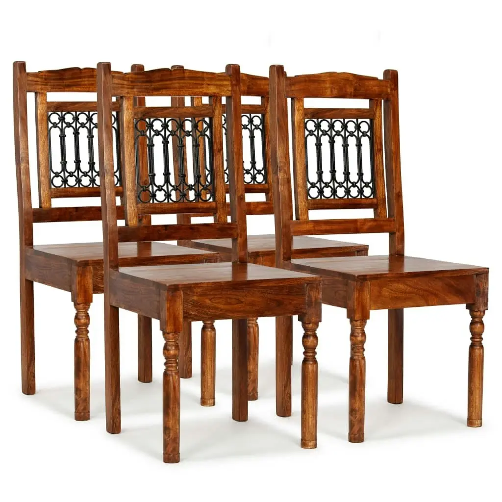 Dining Chairs 4 pcs Solid Wood with Sheesham Finish Classic 275271