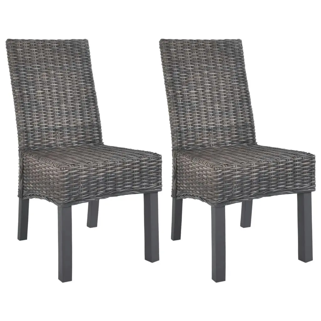 Dining Chairs 2 pcs Brown Kubu Rattan and Mango Wood 246655