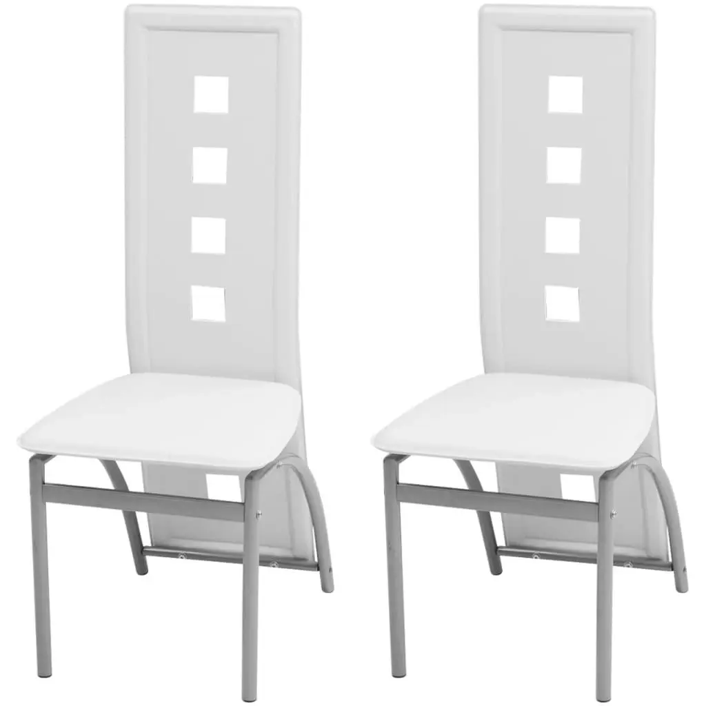 Dining Chairs 2 pcs White Faux Leather 243646