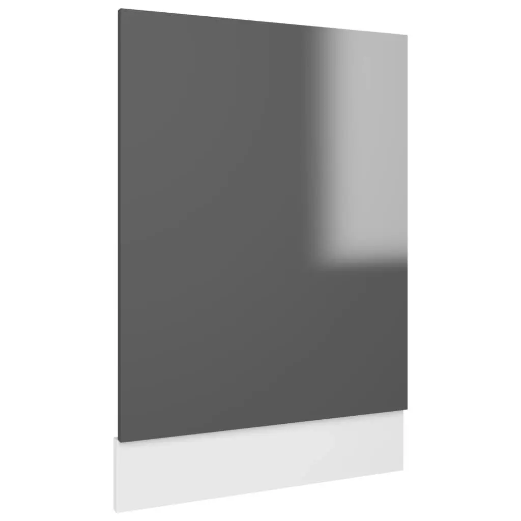 Dishwasher Panel High Gloss Grey 45x3x67 cm Engineered Wood 802561