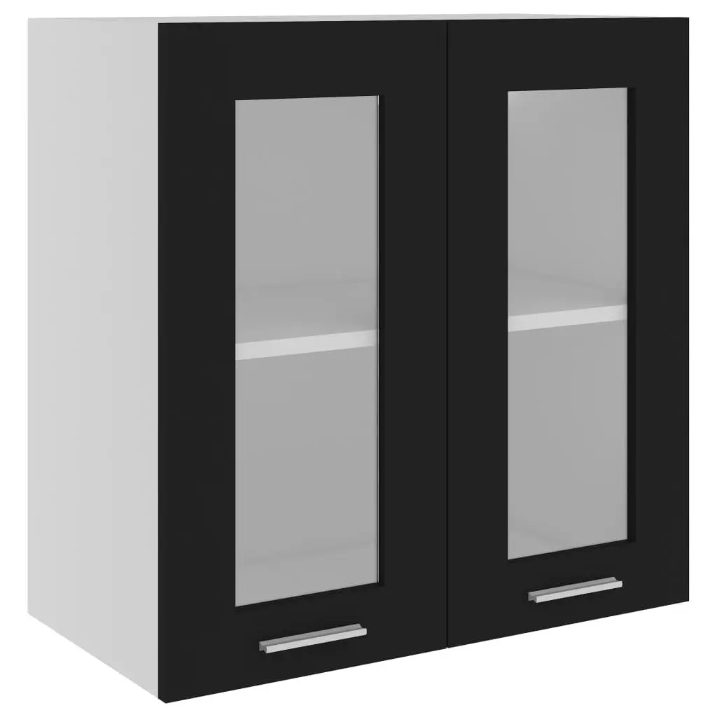 Hanging Glass Cabinet Black  60x31x60 cm Engineered Wood 802522