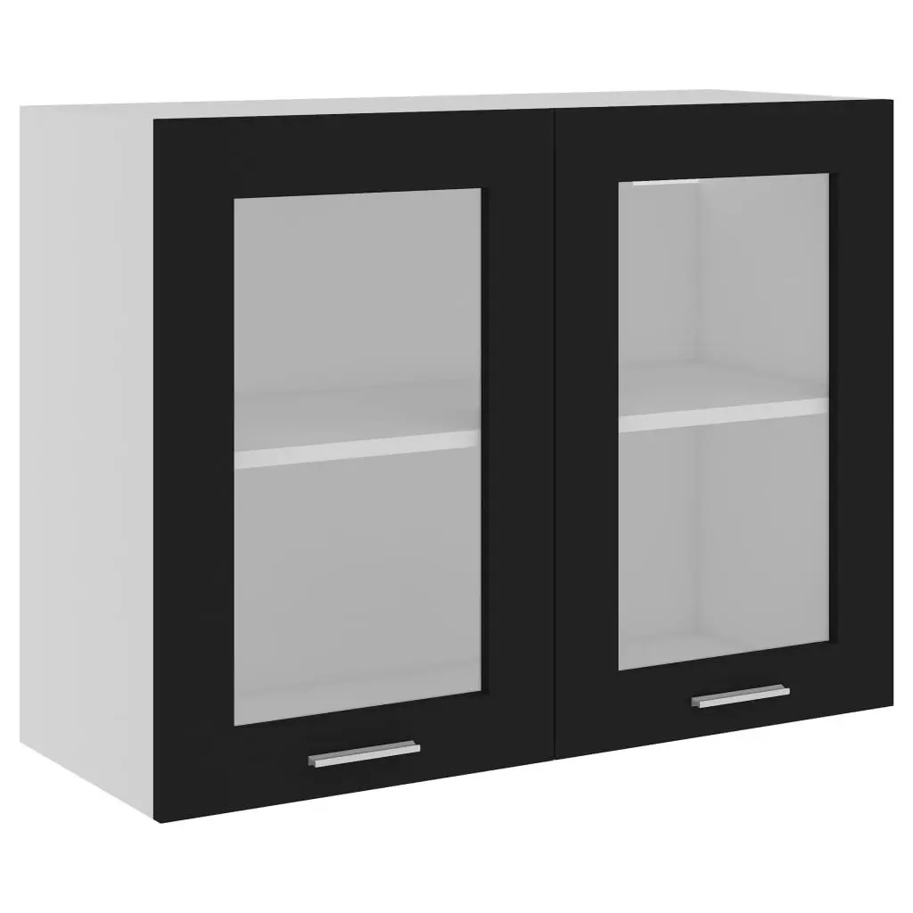 Hanging Glass Cabinet Black 80x31x60 cm Engineered Wood 802530