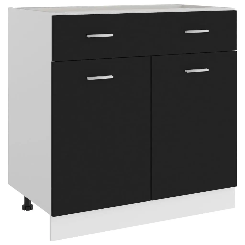 Drawer Bottom Cabinet Black 80x46x81.5 cm Engineered Wood 801237