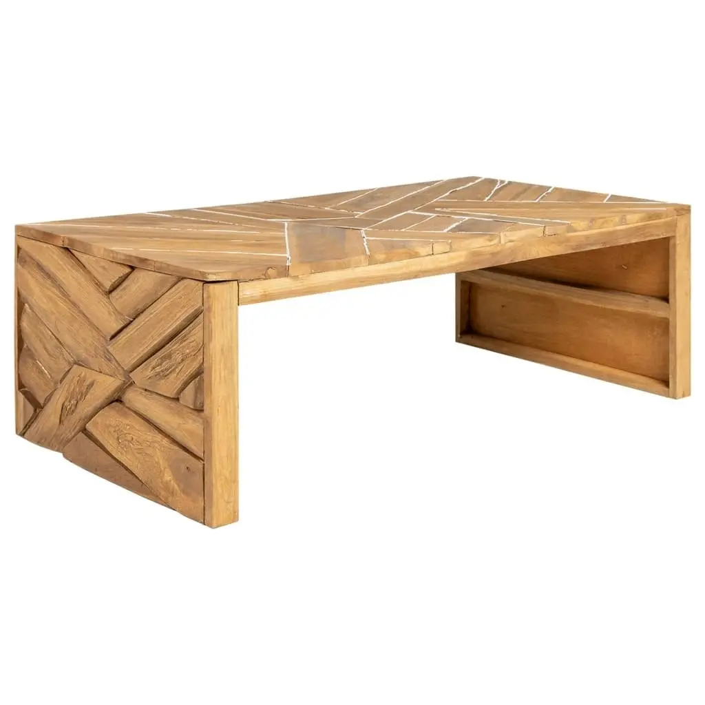 Coffee Table Erosion Solid Teak Wood 110x35x38 cm 326174