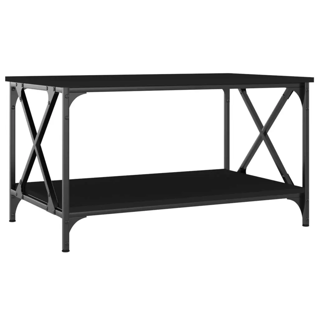 Coffee Table Black 80x50x45 cm Engineered Wood and Iron 823317