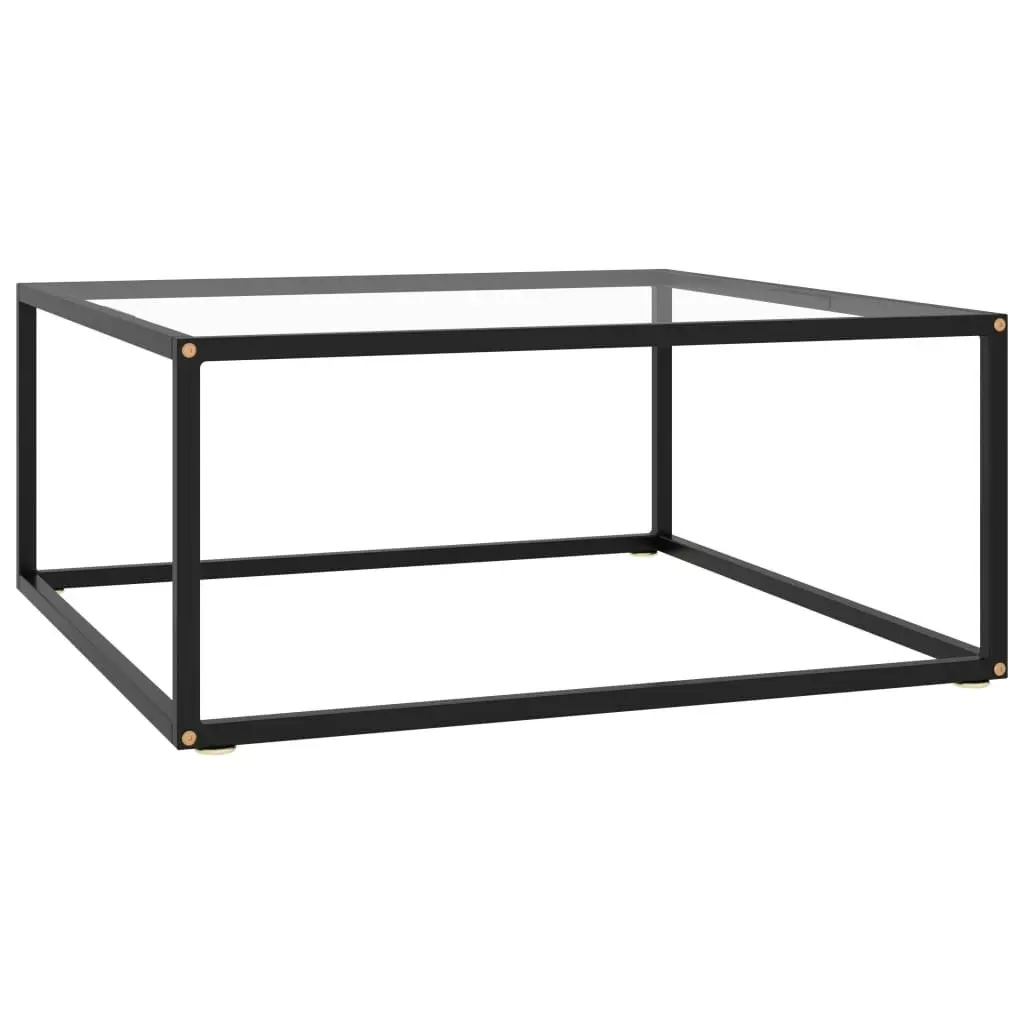 Coffee Table Black with Tempered Glass 80x80x35 cm 322875