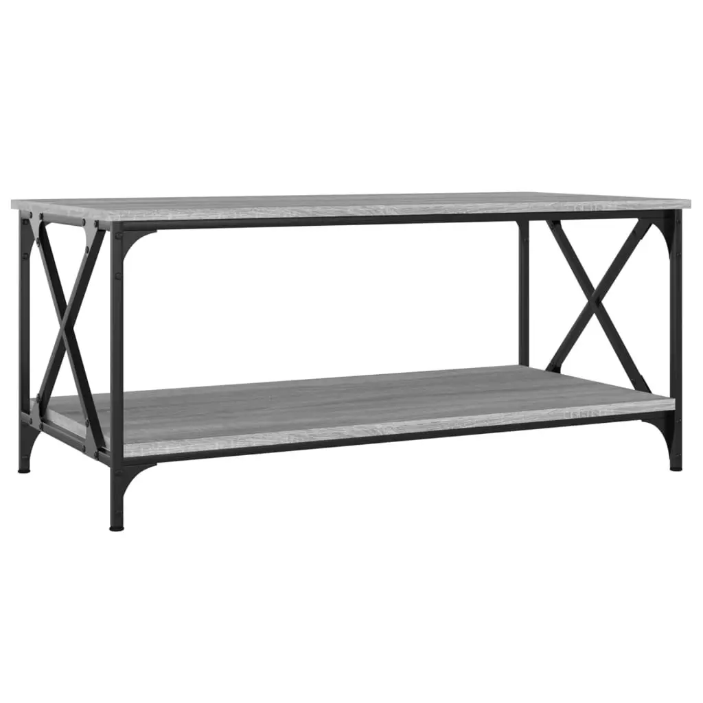 Coffee Table Grey Sonoma 100x50x45 cm Engineered Wood and Iron 823310