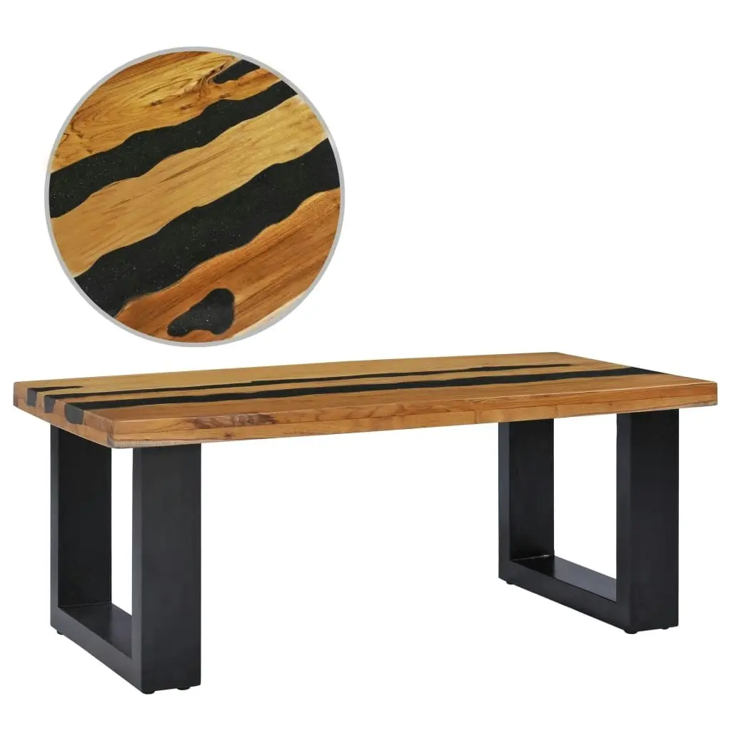 Coffee Table 100x50x40 cm Solid Teak Wood and Lava Stone 281645