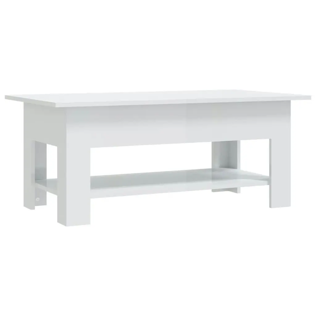 Coffee Table High Gloss White 102x55x42 cm Engineered Wood 810259