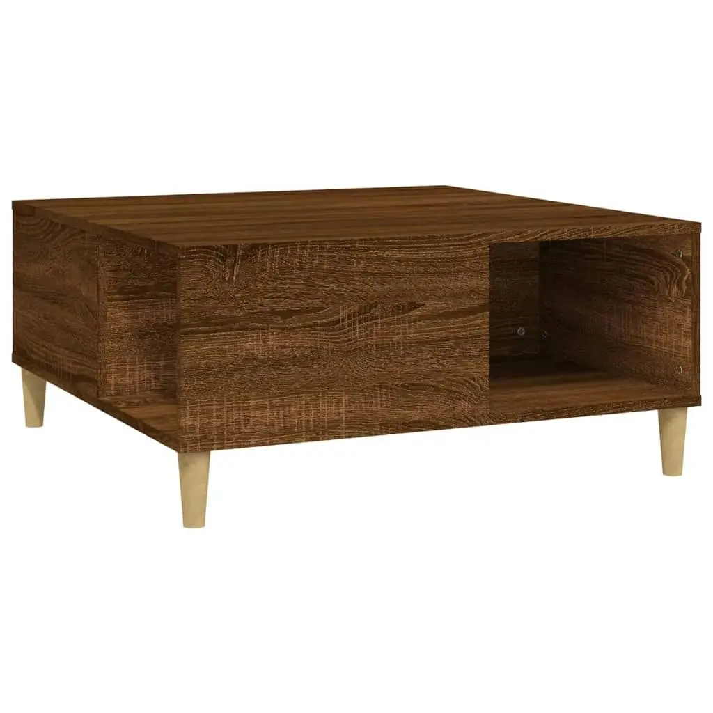 Coffee Table Brown Oak 80x80x36.5 cm Engineered Wood 821099