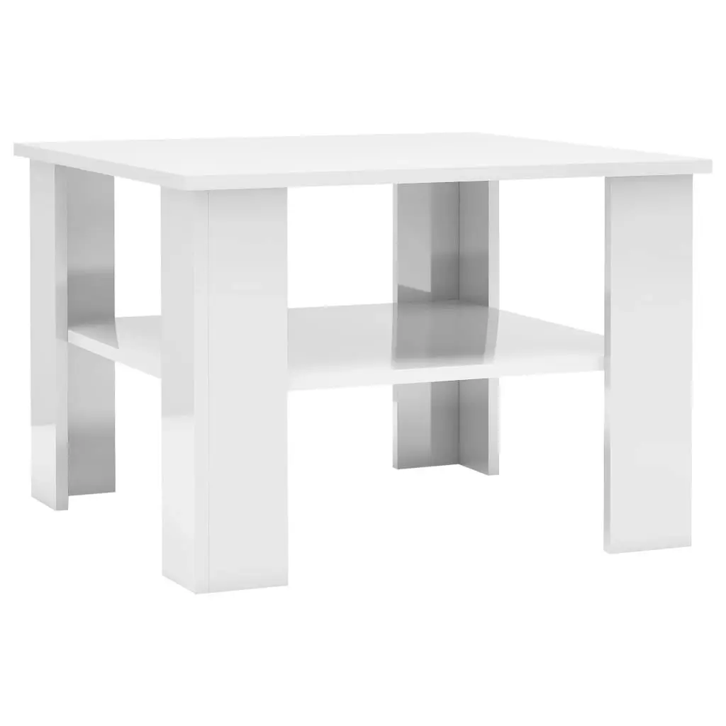 Coffee Table High Gloss White 60x60x42 cm Engineered Wood 800213