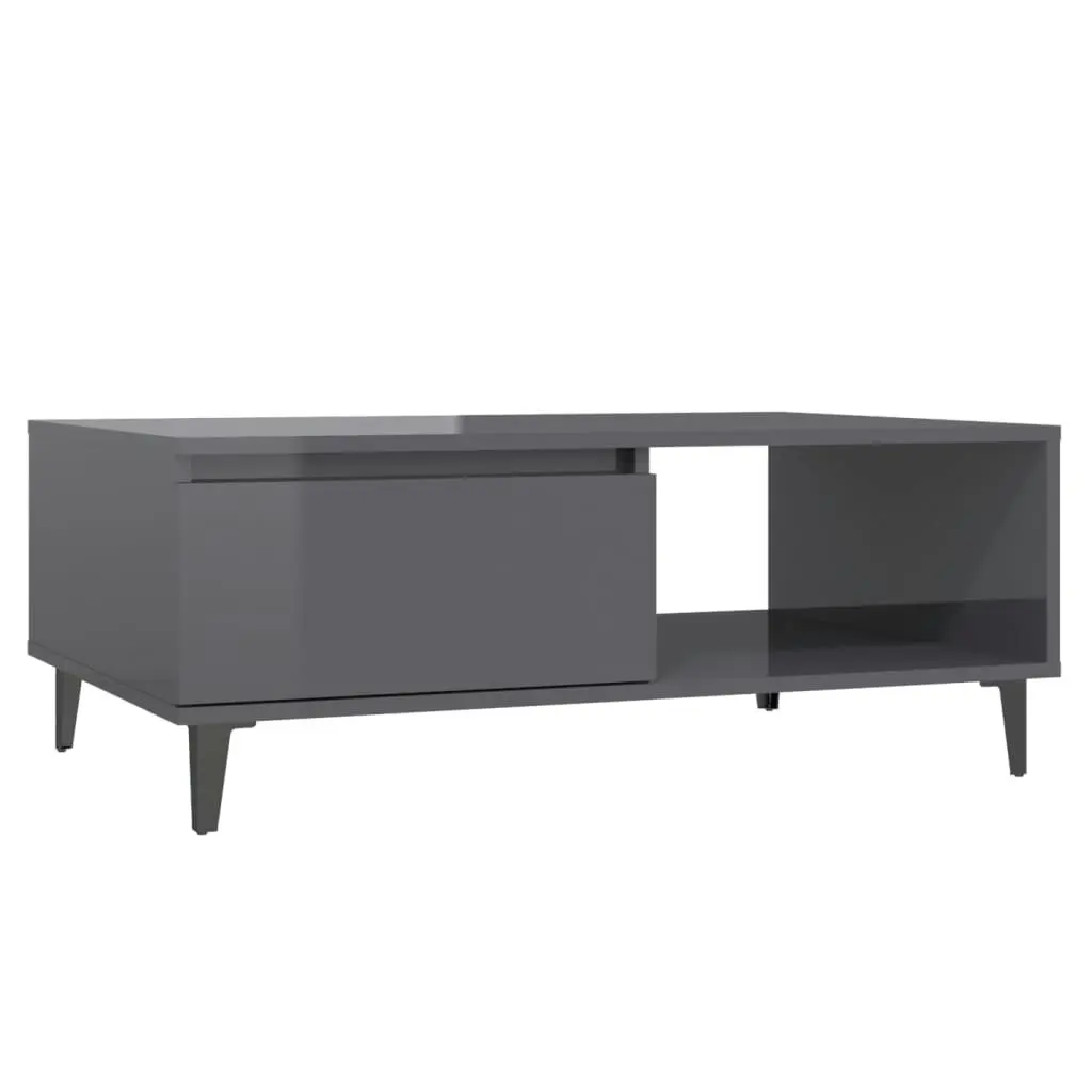 Coffee Table High Gloss Grey 90x60x35 cm Engineered Wood 806012