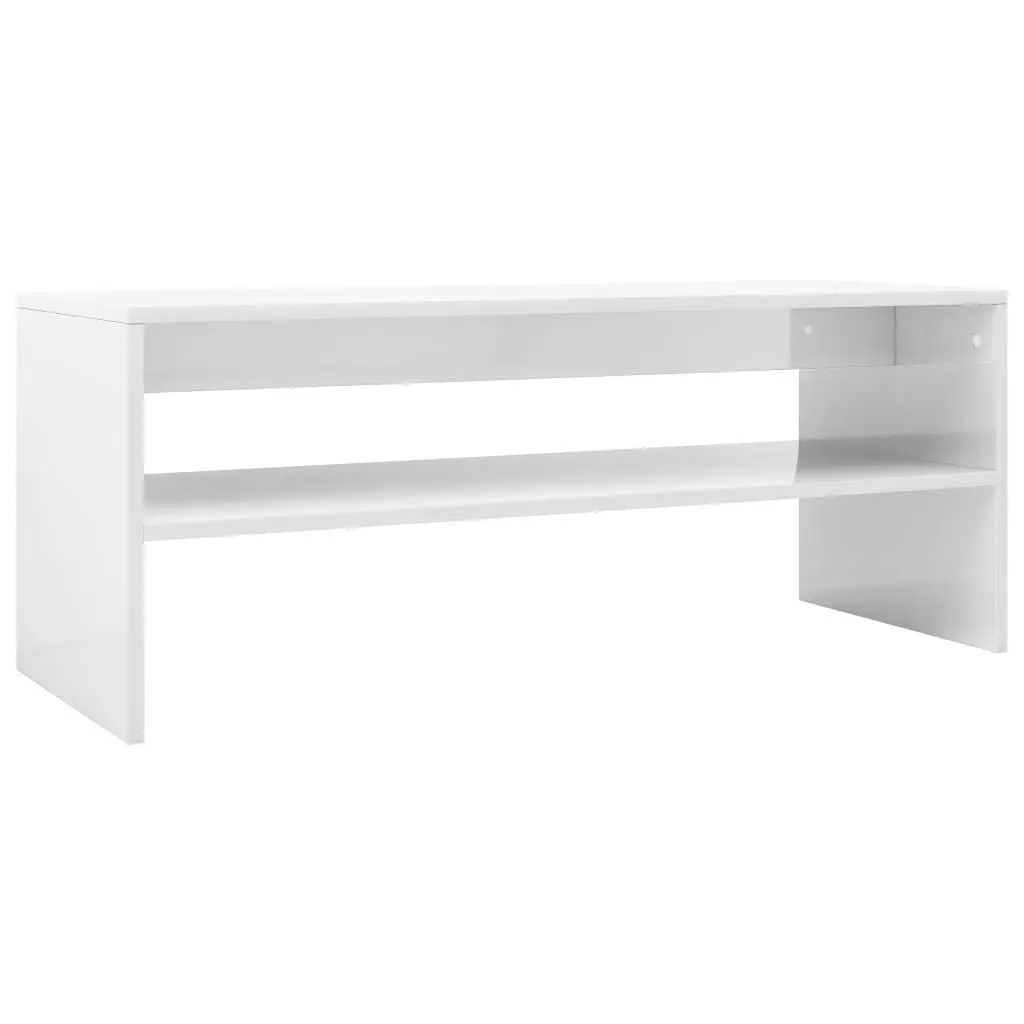 Coffee Table High Gloss White 100x40x40 cm Engineered Wood 800132