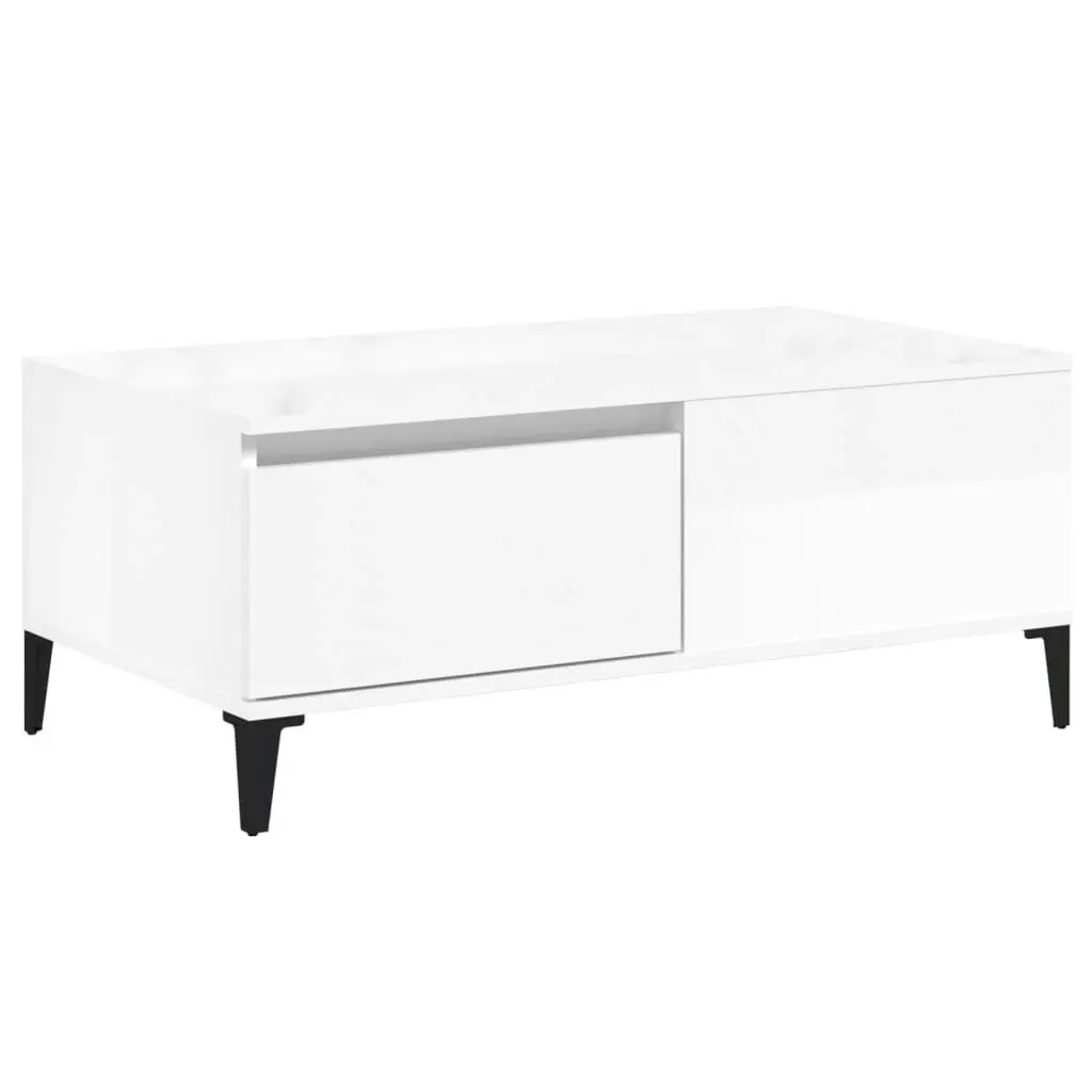 Coffee Table High Gloss White 90x50x36.5 cm Engineered Wood 821118