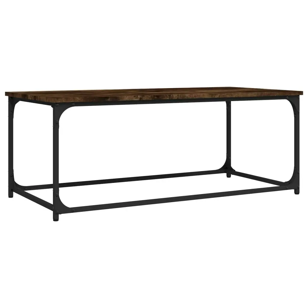 Coffee Table Smoked Oak 102x50x40 cm Engineered Wood and Iron 823299