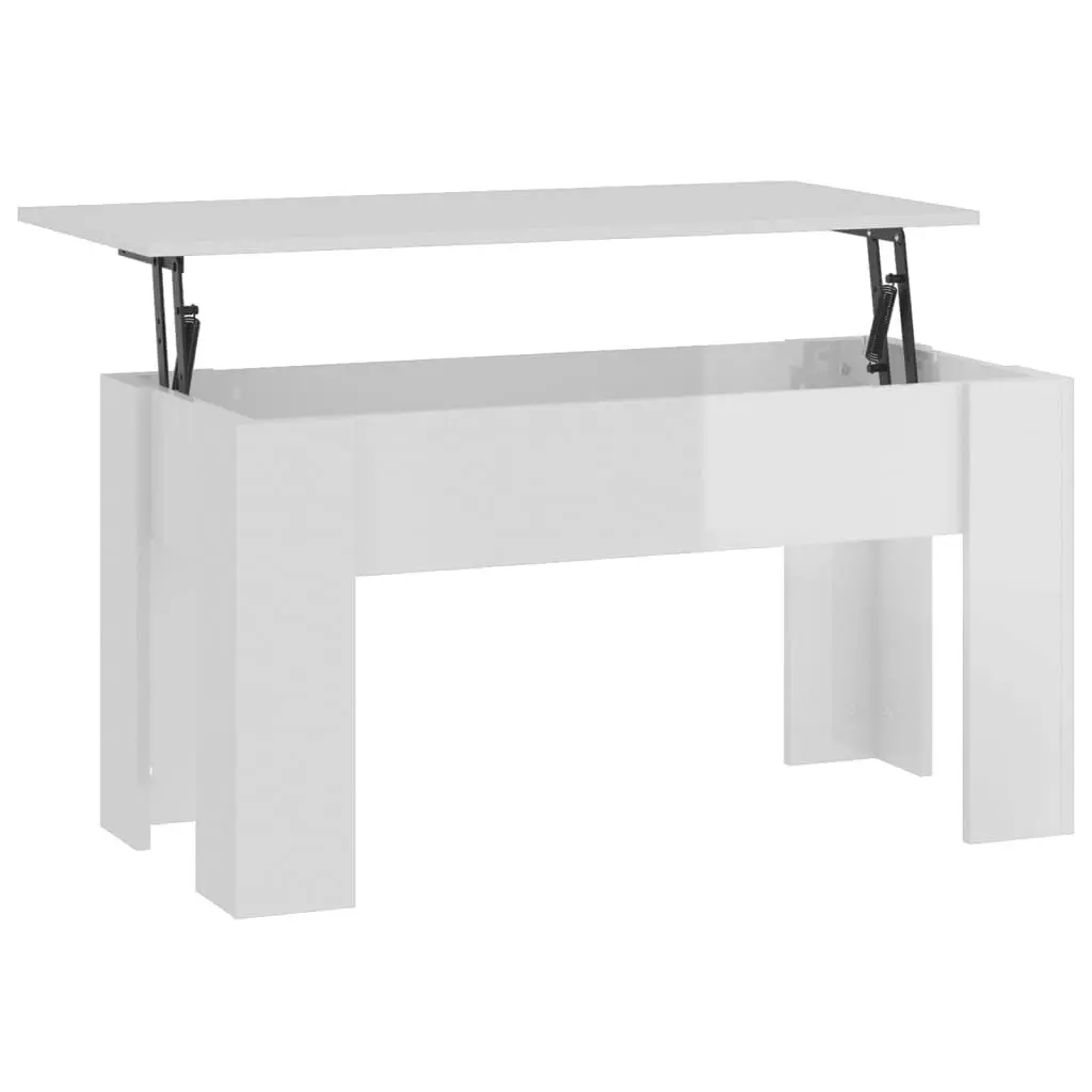 Coffee Table High Gloss White 101x49x52 cm Engineered Wood 809689