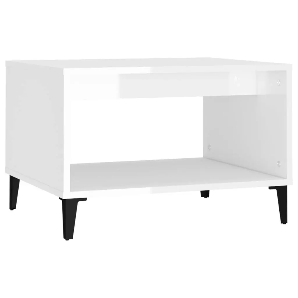 Coffee Table High Gloss White 60x50x40 cm Engineered Wood 812687