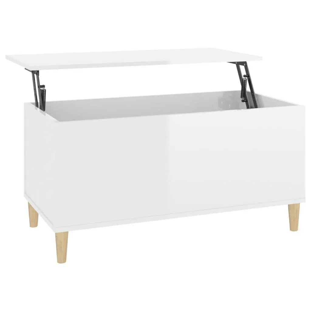 Coffee Table High Gloss White 90x44.5x45 cm Engineered Wood 819582