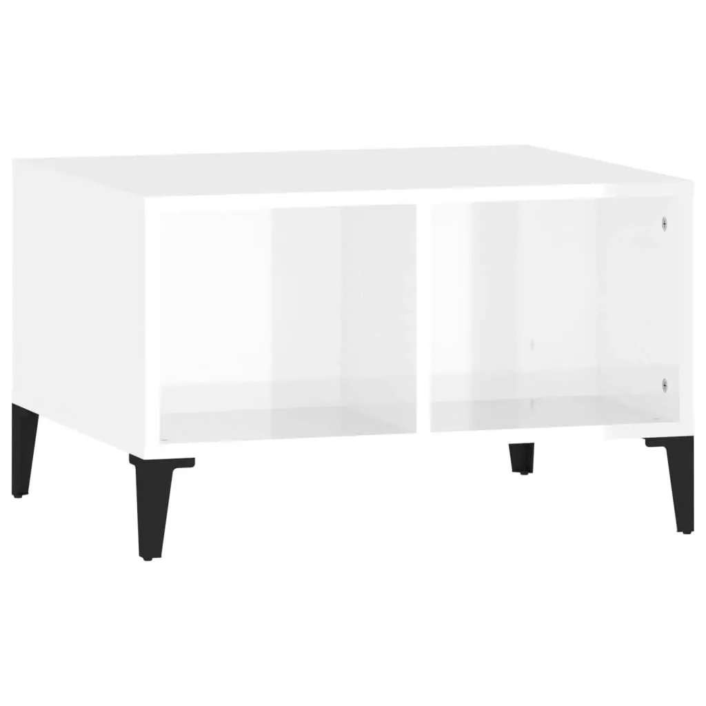 Coffee Table High Gloss White 60x50x36.5 cm Engineered Wood 821038