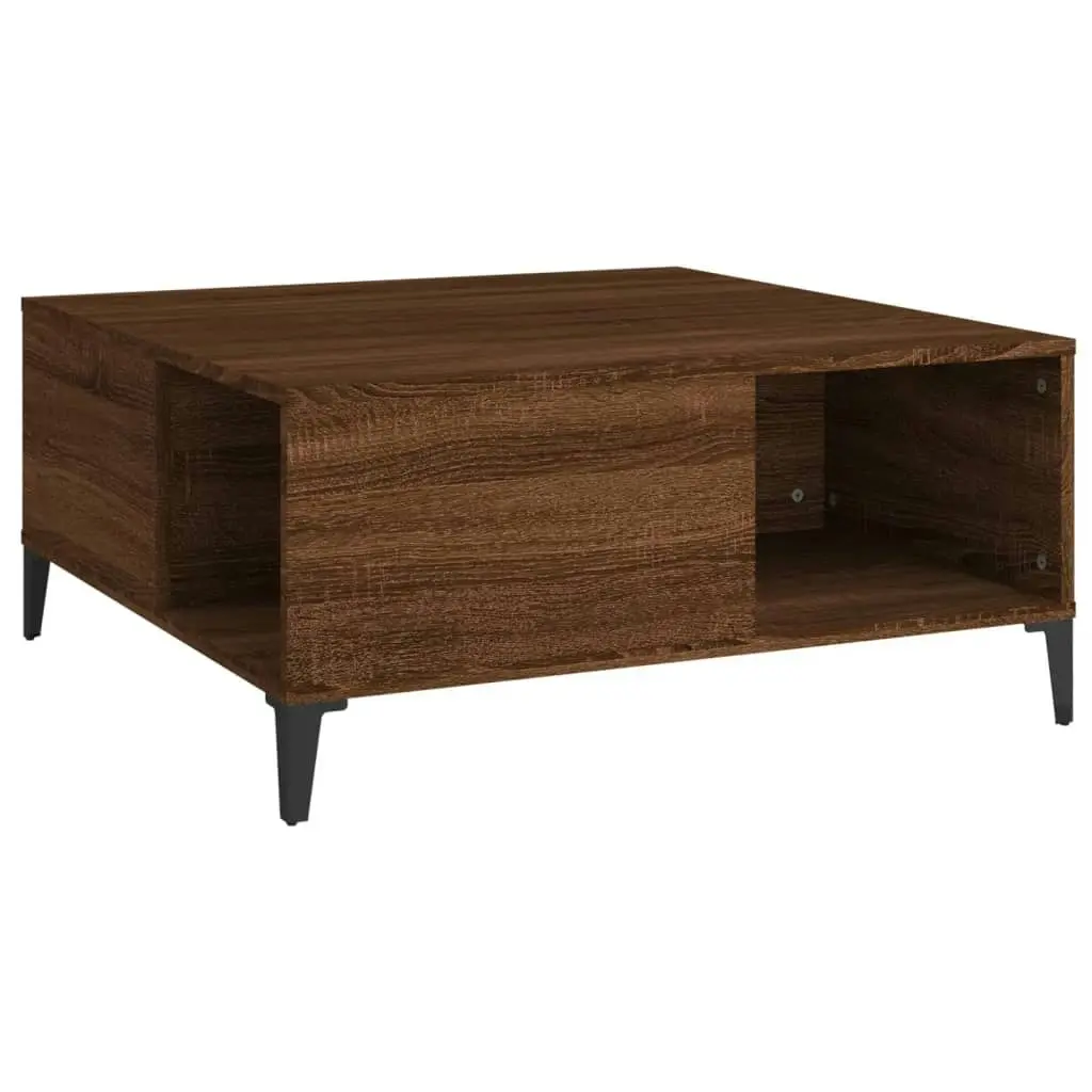 Coffee Table Brown Oak 80x80x36.5 cm Engineered Wood 821107