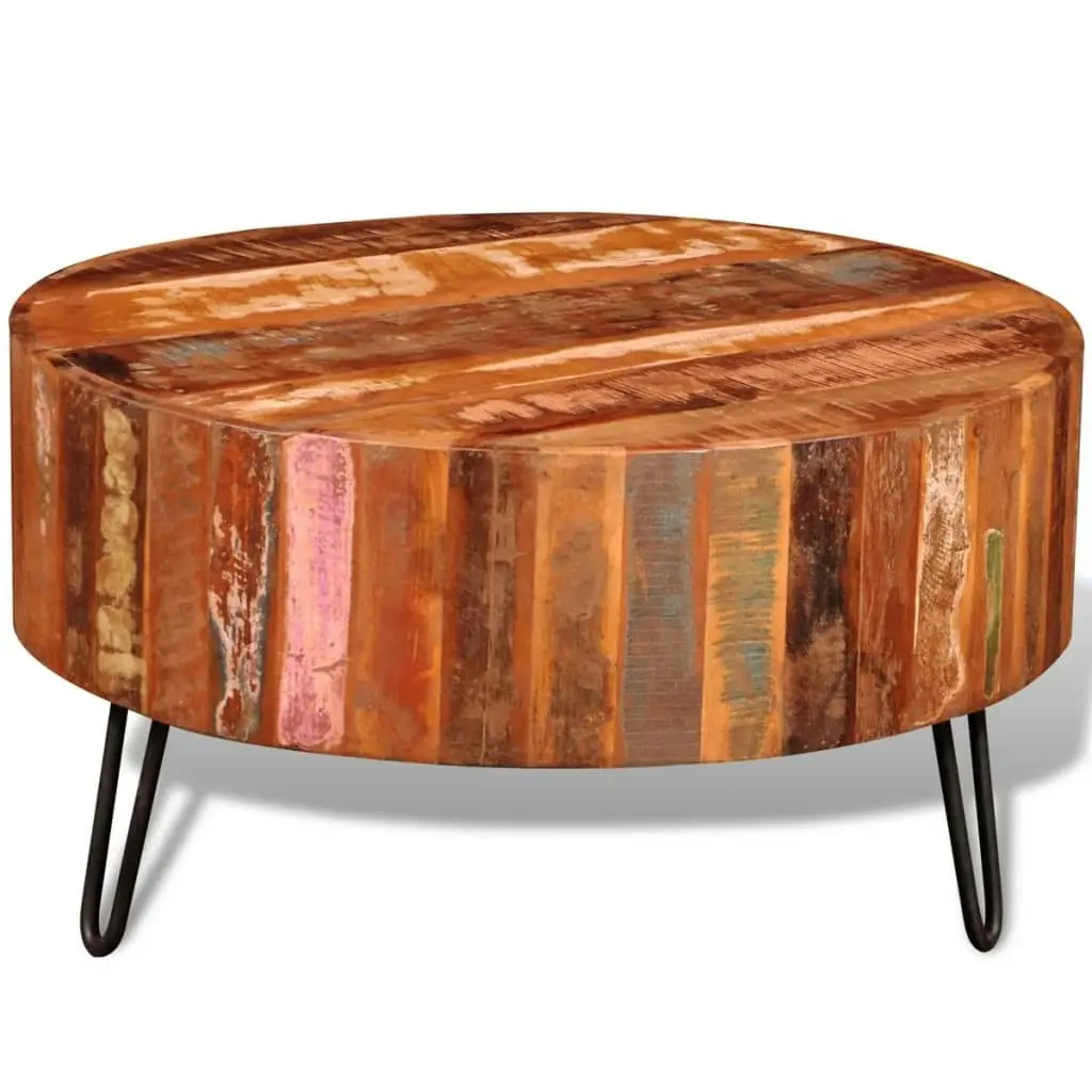 Coffee Table Solid Reclaimed Wood Round 241626