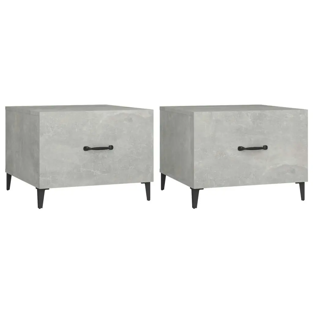 Coffee Table with Metal Legs 2 pcs Concrete Grey 50x50x40 cm 812735