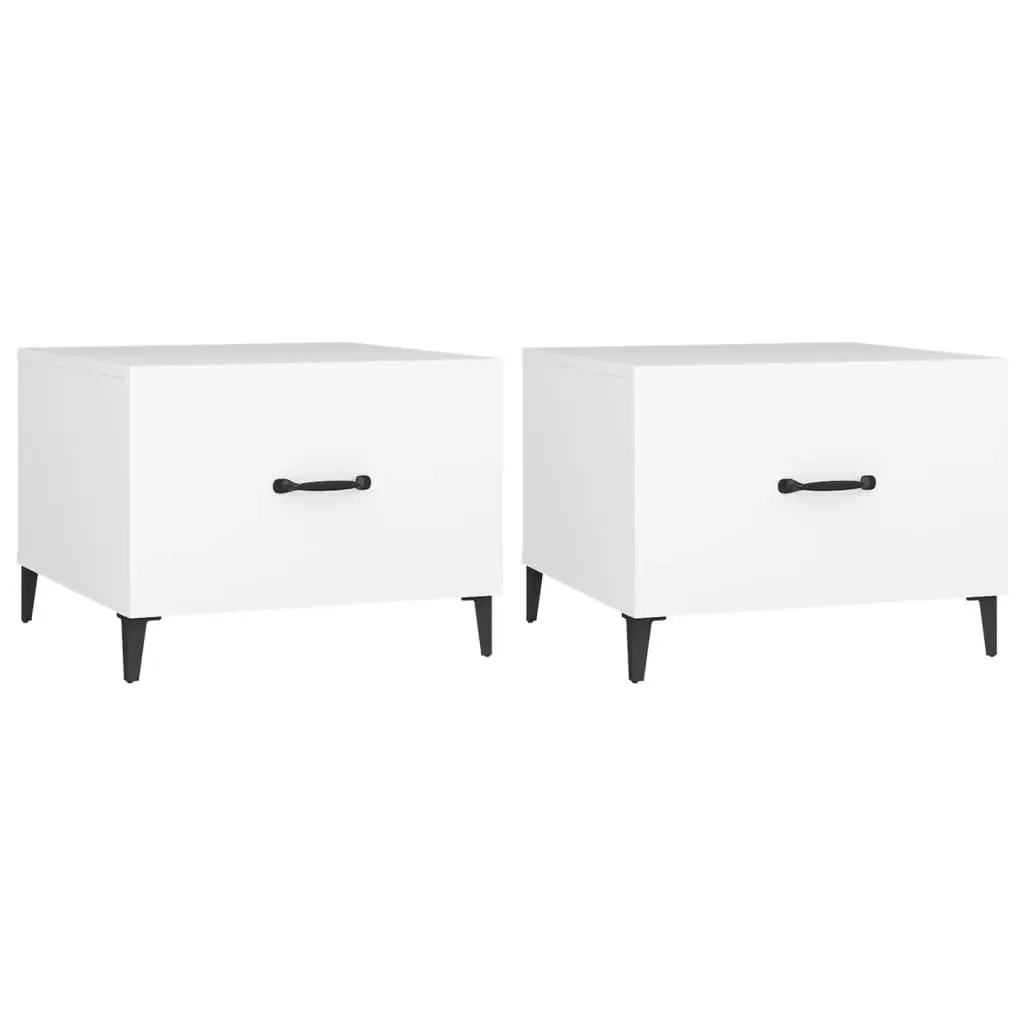 Coffee Table with Metal Legs 2 pcs White 50x50x40 cm 812727