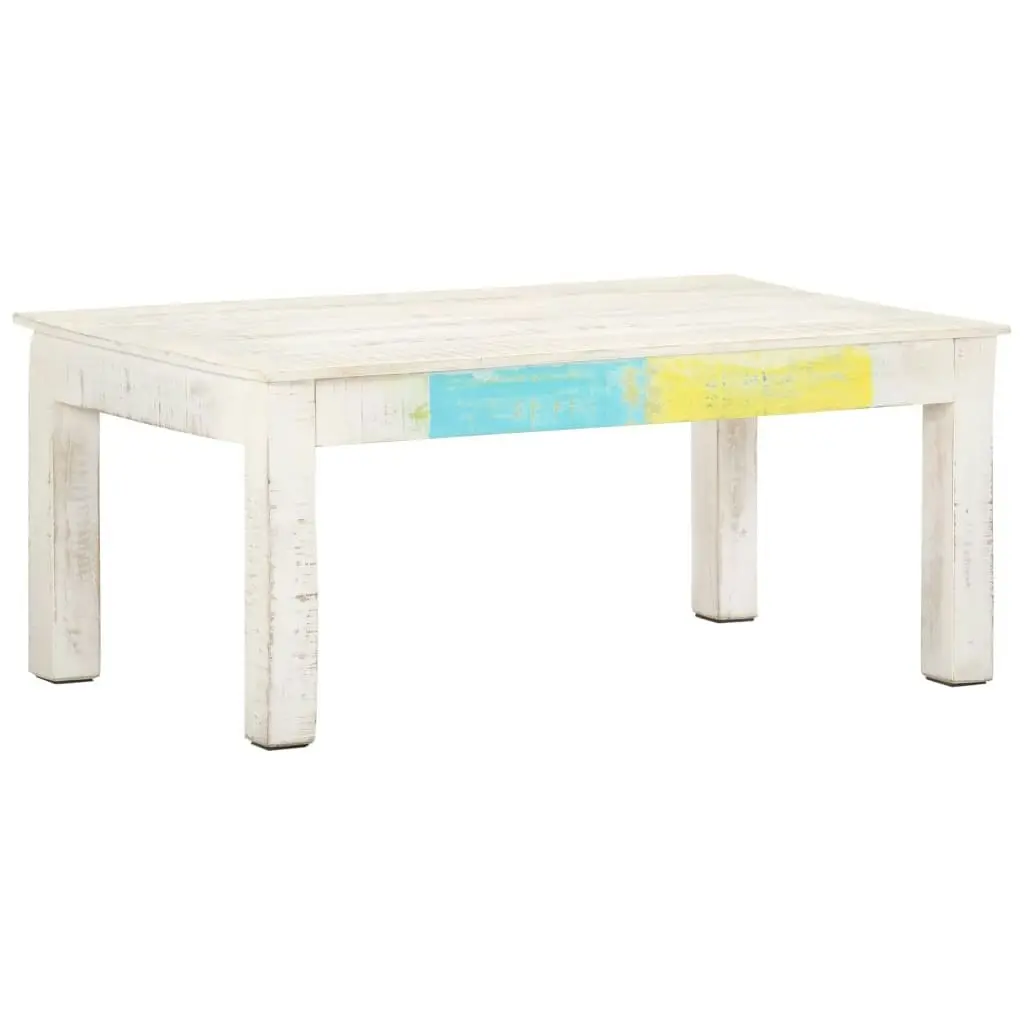 Coffee Table White 110x60x45 cm Solid Mango Wood 323555