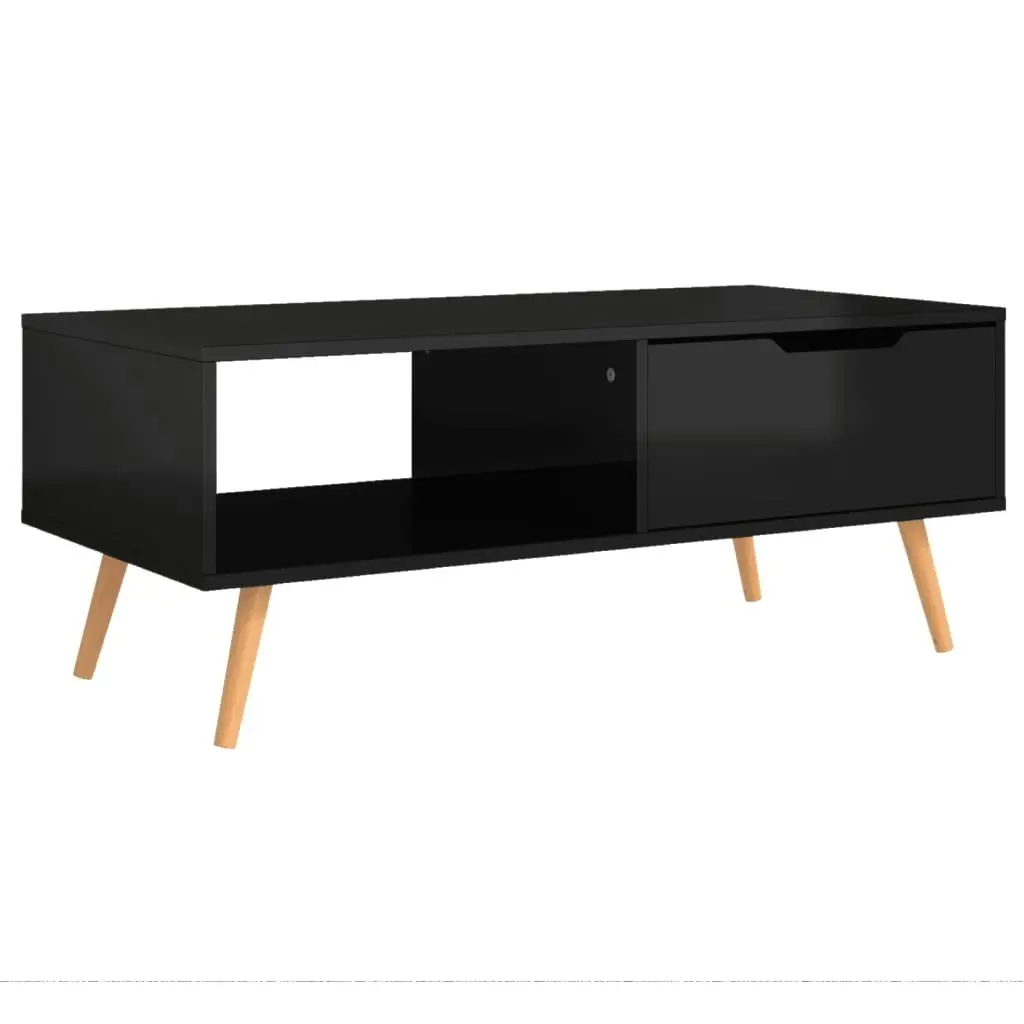 Coffee Table High Gloss Black 100x49.5x43 cm Engineered Wood 326793