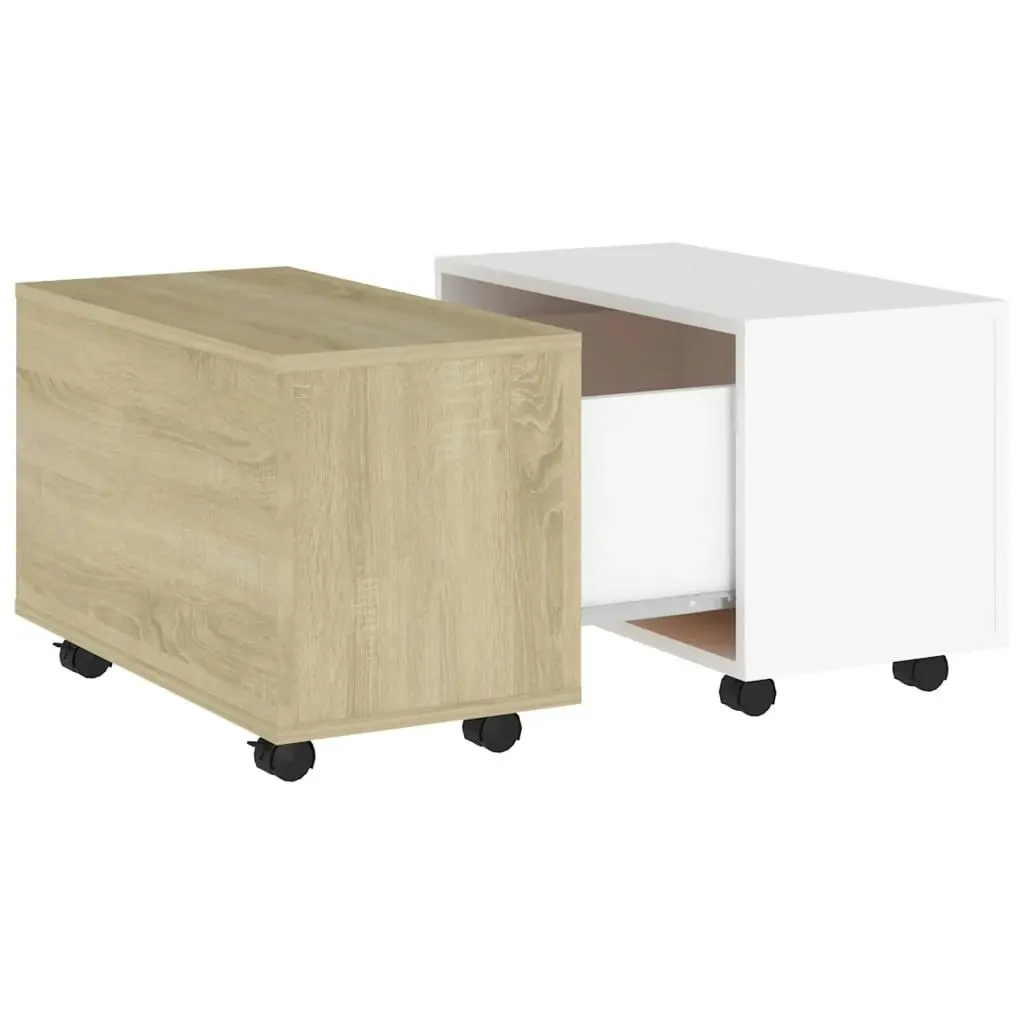 Coffee Table White and Sonoma Oak 60x60x38 cm Engineered Wood 806863